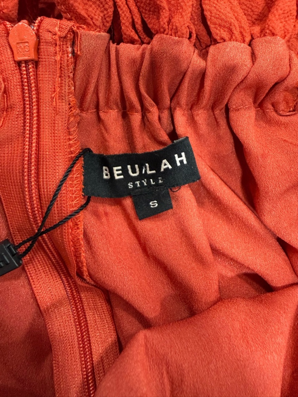Beulah Style Off Shoulder Layered Pleated Dress Orange Size S NWT - Picture 7 of 9